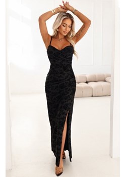 Numoco 645-1 dopasowana sukienka maxi z kopertowym dekoltem i rozcięciem ze sklepu intimiti.pl w kategorii Sukienki - zdjęcie 188682305