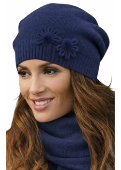 Granatowa czapka z wełny o eleganckim charakterze Abella ze sklepu intimiti.pl w kategorii Czapki zimowe damskie - zdjęcie 188682459