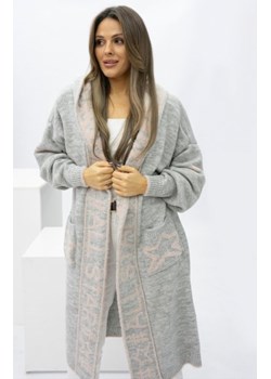 Długi szary sweter damski z kapturem Star - polska marka ze sklepu intimiti.pl w kategorii Swetry damskie - zdjęcie 188682518