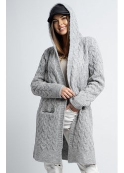 Oversizowy kardigan damski z kapturem Laval szary ze sklepu intimiti.pl w kategorii Swetry damskie - zdjęcie 188682555