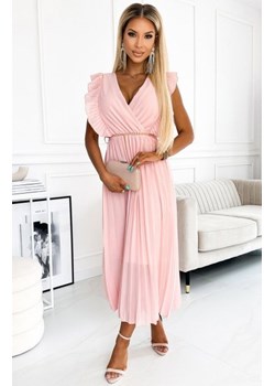 Numoco 470-1 GIORGIA plisowana sukienka z falbankami, dekoltem i złotym łańcuszkiem ze sklepu intimiti.pl w kategorii Sukienki - zdjęcie 188682608