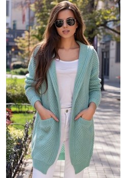 Kardigan damski Flora - miękki sweter oversize z kapturem miętowy ze sklepu intimiti.pl w kategorii Swetry damskie - zdjęcie 188682809