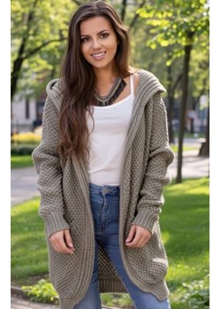 Kardigan damski Flora - miękki sweter oversize z kapturem mocca ze sklepu intimiti.pl w kategorii Swetry damskie - zdjęcie 188684345