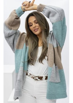 Oversizowy kardigan z kapturem i kieszeniami szary Brune ze sklepu intimiti.pl w kategorii Swetry damskie - zdjęcie 188684516