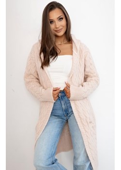 Oversizowy kardigan damski z kapturem Laval light pink ze sklepu intimiti.pl w kategorii Swetry damskie - zdjęcie 188684618