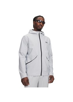 Męska kurtka z kapturem Under Armour UA Unstoppable Woven Jacket - szara ze sklepu Sportstylestory.com w kategorii Kurtki męskie - zdjęcie 188685875