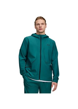 Męska kurtka z kapturem Under Armour UA Unstoppable Woven Jacket - zielona ze sklepu Sportstylestory.com w kategorii Kurtki męskie - zdjęcie 188685887