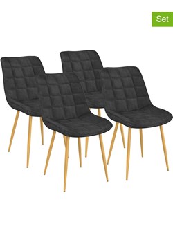 IDOMYA Factory Krzesła (4 szt.) w kolorze antracytowo-jasnobrązowym - 62,5 x 82 x 46 cm ze sklepu Limango Polska w kategorii Meble - zdjęcie 188686429