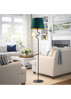 Lampa podłogowa z abażurem w kolorze butelkowej zieleni FOGO GOLD ze sklepu Lysne w kategorii Lampy podłogowe - zdjęcie 188689186