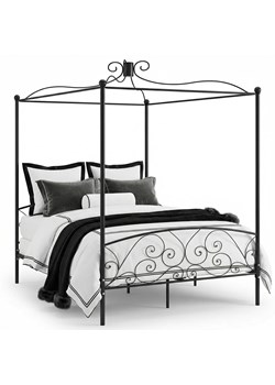 Czarne metalowe łóżko z baldachimem 120x200 cm B0-B23 ze sklepu Edinos.pl w kategorii Łóżka i materace - zdjęcie 188689308