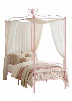 Różowe metalowe łóżko z baldachimem 100x200 cm Z4-D15 ze sklepu Edinos.pl w kategorii Łóżka i materace - zdjęcie 188689315