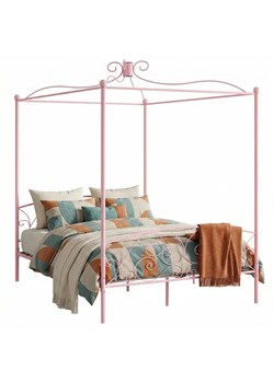 Różowe małżeńskie łóżko rustykalne 160x200 cm N2-K44 ze sklepu Edinos.pl w kategorii Łóżka i materace - zdjęcie 188689317