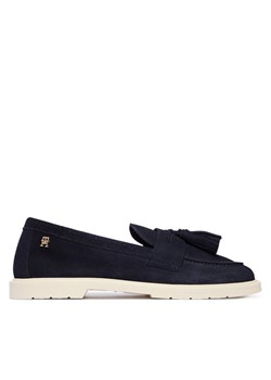Mokasyny Tommy Hilfiger Light Suede Tassel Loafer FW0FW09285 Granatowy ze sklepu eobuwie.pl w kategorii Mokasyny damskie - zdjęcie 188689496