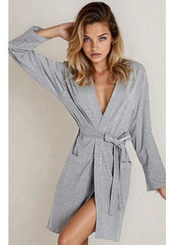 Krótki szlafrok damski wiskoza szary Ines, Kolor szary, Rozmiar S, DKaren ze sklepu Intymna w kategorii Szlafroki damskie - zdjęcie 188691148