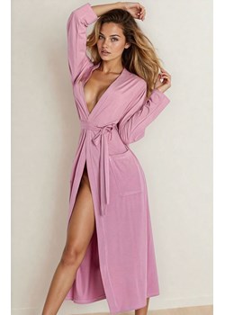 Szlafrok damski długi róż pudrowy Viki, Kolor róż pudrowy, Rozmiar S, DKaren ze sklepu Intymna w kategorii Szlafroki damskie - zdjęcie 188691175