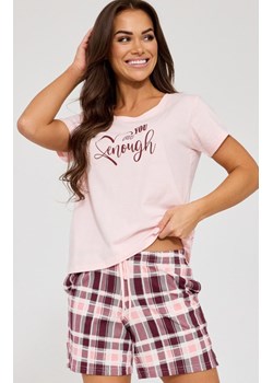 Bawełniana piżama damska Enough 880/332, Kolor różowy-wzór, Rozmiar 2XL, Cornette ze sklepu Intymna w kategorii Piżamy damskie - zdjęcie 188691186