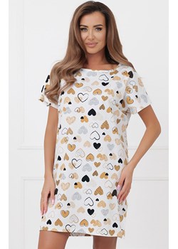 Koszula nocna damska na krótki rękaw Soraja, Kolor ecru-wzór, Rozmiar XS, Italian Fashion ze sklepu Intymna w kategorii Koszule nocne - zdjęcie 188691638