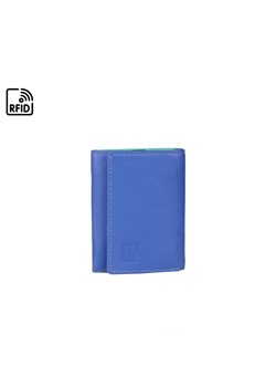 niebiesko-żółto-zielony mały portfel skórzany z wyciaganym etui na wi ze sklepu Słoń Torbalski w kategorii Portfele damskie - zdjęcie 188692695