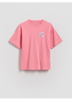 Reserved - T-shirt z nadrukiem na plecach - różowy ze sklepu Reserved w kategorii Bluzki dziewczęce - zdjęcie 188694907