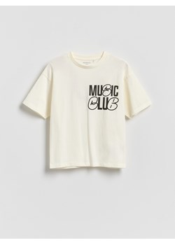 Reserved - Bawełniany t-shirt z nadrukiem - biały ze sklepu Reserved w kategorii T-shirty chłopięce - zdjęcie 188695316