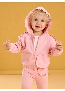 Sinsay - Rozpinana bluza z kapturem z ozdobnymi falbankami - różowy ze sklepu Sinsay w kategorii Bluzy dziewczęce - zdjęcie 188696445