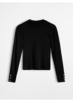 Sinsay - Bawełniana bluzka z ozdobnymi guzikami - czarny ze sklepu Sinsay w kategorii Bluzki damskie - zdjęcie 188696448