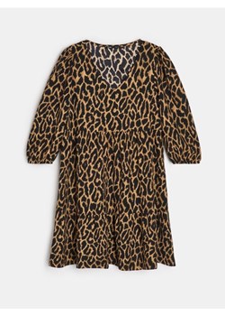 Sinsay - Sukienka mini babydoll w panterkę - brązowy ze sklepu Sinsay w kategorii Sukienki - zdjęcie 188696489