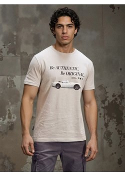 Sinsay - Bawełniana koszulka z nadrukiem - szary ze sklepu Sinsay w kategorii T-shirty męskie - zdjęcie 188696515