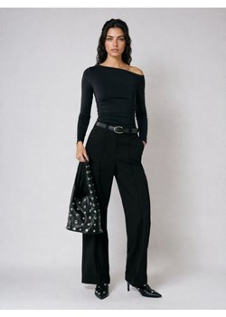 Sinsay - Spodnie wide leg z przeszyciami z domieszką wiskozy - czarny ze sklepu Sinsay w kategorii Spodnie damskie - zdjęcie 188696679