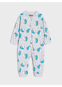 Sinsay - Bawełniany pajacyk ze wzorem The Smurfs - szary ze sklepu Sinsay w kategorii Pajacyki - zdjęcie 188696717