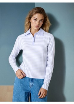 Sinsay - Bawełniana koszulka polo w paski - niebieski ze sklepu Sinsay w kategorii Bluzki damskie - zdjęcie 188696719