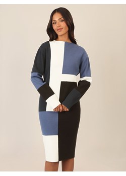 APART Sukienka dzianinowa w kolorze czarno-niebiesko-białym ze sklepu Limango Polska w kategorii Sukienki - zdjęcie 188700286