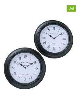Boltze Zegary ścienne (2 szt.) "Gravo" w kolorze czarnym - Ø 39 cm ze sklepu Limango Polska w kategorii Zegary - zdjęcie 188700666