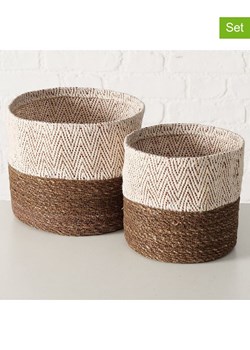 Boltze Koszyki (2 szt.) "Eija" w kolorze brązowo-białym ze sklepu Limango Polska w kategorii Pojemniki kuchenne - zdjęcie 188701018