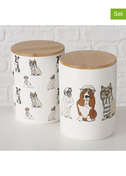 Boltze Pojemniki (2 szt.) "Archy" w kolorze biało-jasnobrązowym - wys. 16,2 cm ze sklepu Limango Polska w kategorii Pojemniki kuchenne - zdjęcie 188701035