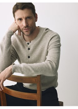 Reserved - Sweter z dodatkiem wełny - beżowy ze sklepu Reserved w kategorii Swetry męskie - zdjęcie 188709508