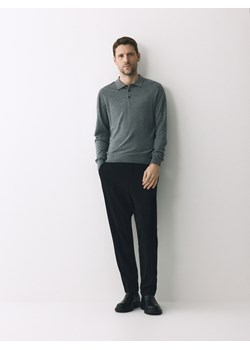 Reserved - Wełniany sweter polo - ciemnoszary ze sklepu Reserved w kategorii Swetry męskie - zdjęcie 188709518