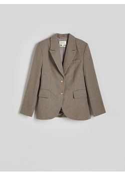 Reserved - Jednorzędowa marynarka z wełną - beżowy ze sklepu Reserved w kategorii Marynarki damskie - zdjęcie 188709656