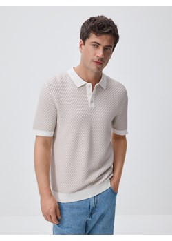 Reserved - Bawełniany sweter polo - beżowy ze sklepu Reserved w kategorii Swetry męskie - zdjęcie 188709905