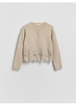 Reserved - Kardigan z koronkowym wykończeniem - beżowy ze sklepu Reserved w kategorii Swetry damskie - zdjęcie 188709988