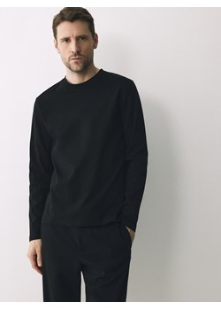 Reserved - Longsleeve z merceryzowanej bawełny - czarny ze sklepu Reserved w kategorii T-shirty męskie - zdjęcie 188710039
