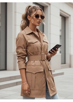 Płaszcz damski przejściowy wiązany VERMONT kamelowy Dstreet NY0580 ze sklepu DSTREET.PL w kategorii Płaszcze damskie - zdjęcie 188710718