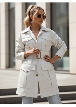 Płaszcz damski przejściowy wiązany VERMONT jasnoszary Dstreet NY0581 ze sklepu DSTREET.PL w kategorii Płaszcze damskie - zdjęcie 188710777