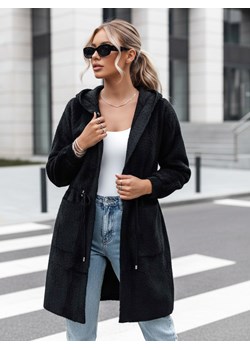 Płaszcz damski długi z kapturem MELBY czarny Dstreet NY0671 ze sklepu DSTREET.PL w kategorii Płaszcze damskie - zdjęcie 188710898