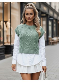 Sweter damski 2w1 z białą koszulą CELESTIA miętowy Dstreet MY2218 ze sklepu DSTREET.PL w kategorii Swetry damskie - zdjęcie 188710949