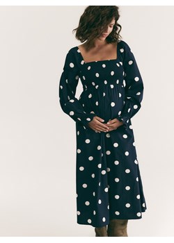 Reserved - Bawełniana sukienka w groszki - granatowy ze sklepu Reserved w kategorii Sukienki - zdjęcie 188711165