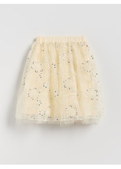 Reserved - Tiulowa spódnica z cekinami - kremowy ze sklepu Reserved w kategorii Spódnice dziewczęce - zdjęcie 188711196