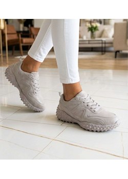 Szare sneakersy damskie sznurowane buty sportowe /D8-1 18709 T152/ ze sklepu Pantofelek24.pl w kategorii Buty sportowe damskie - zdjęcie 188711447