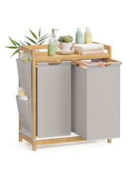 SONGMICS Kosz w kolorze jasnoszaro-jasnobrązowym na pranie - 63 x 78 x 33 cm ze sklepu Limango Polska w kategorii Akcesoria łazienkowe - zdjęcie 188712889