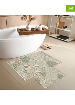 Colourful Cotton Dywaniki łazienkowe (2 szt.) w kolorze zielono-beżowym ze sklepu Limango Polska w kategorii Akcesoria łazienkowe - zdjęcie 188713115